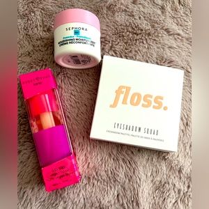 Beauty bundle: Floss Eyeshadow Palette, Tarte Vegan Lip Oil, Sephora Moisturizer